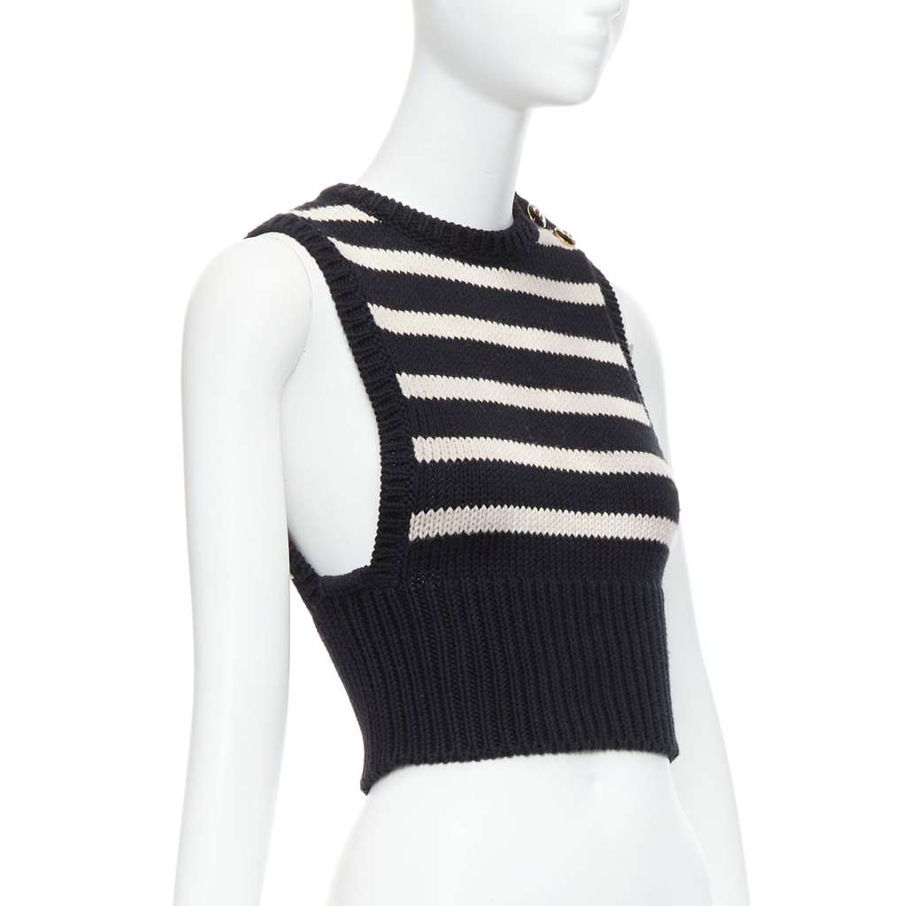 Dior Striped Button Vest Black Cotton Fair - Inside View