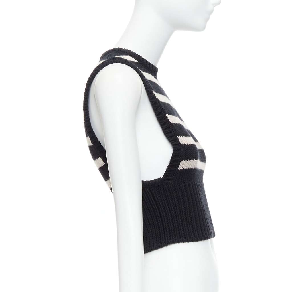 Dior Striped Button Vest Black Cotton Fair - Model View