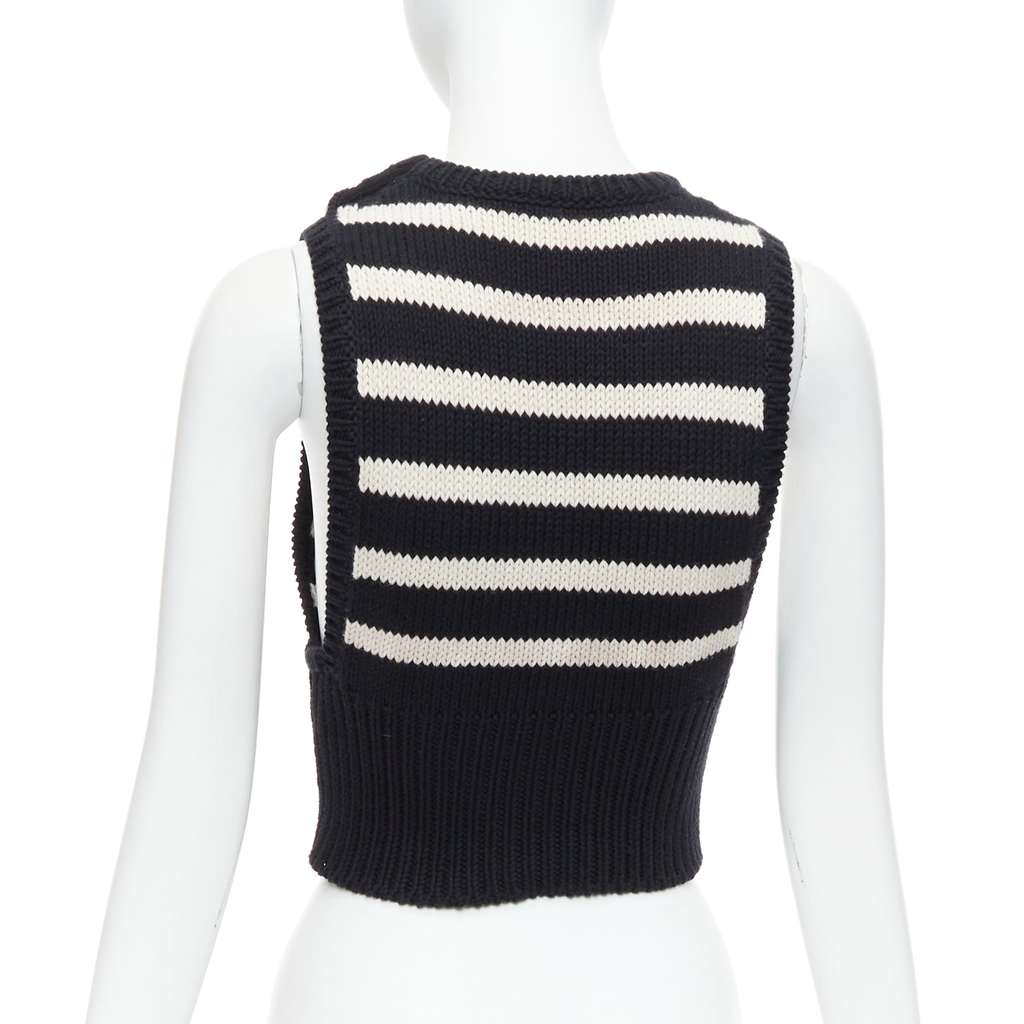 Dior Striped Button Vest Black Cotton Fair - Box View