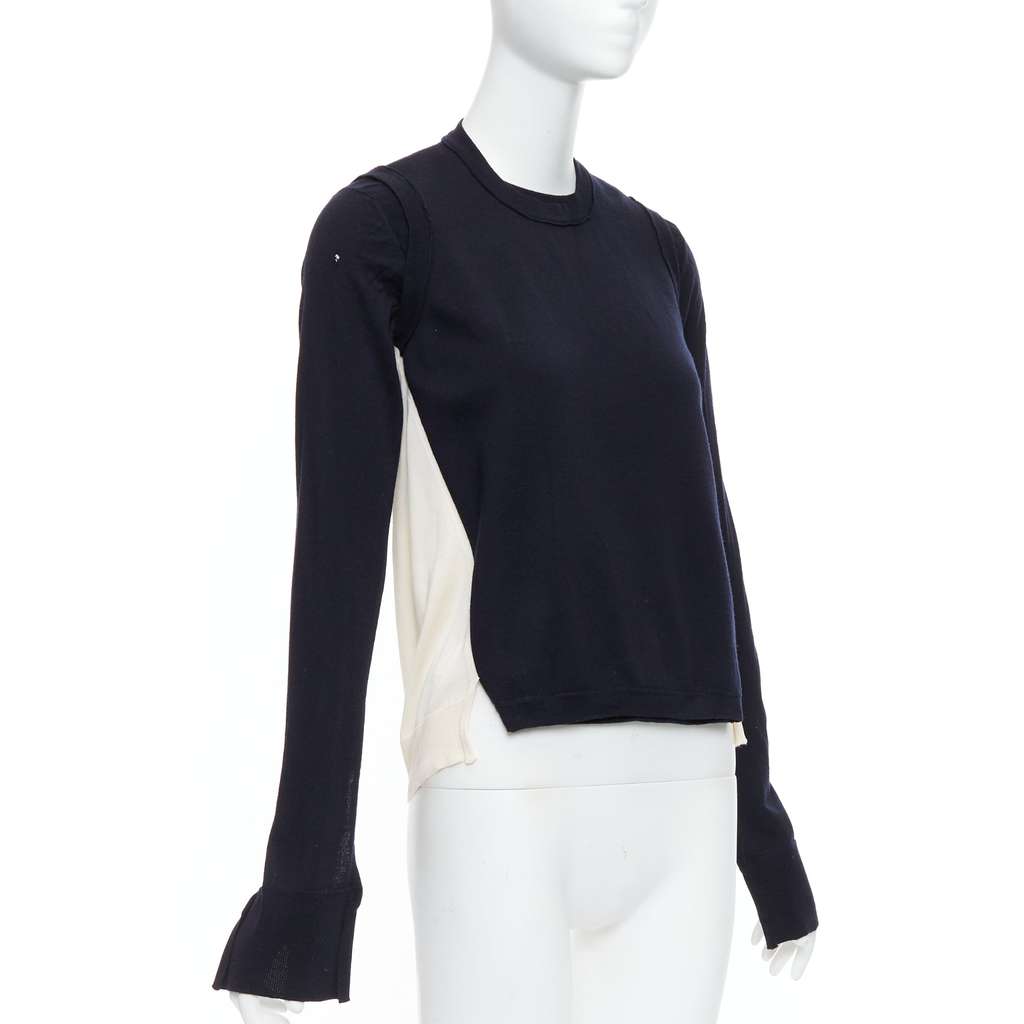 Celine Panelled Button Sweater Black Silk Fair - Model View