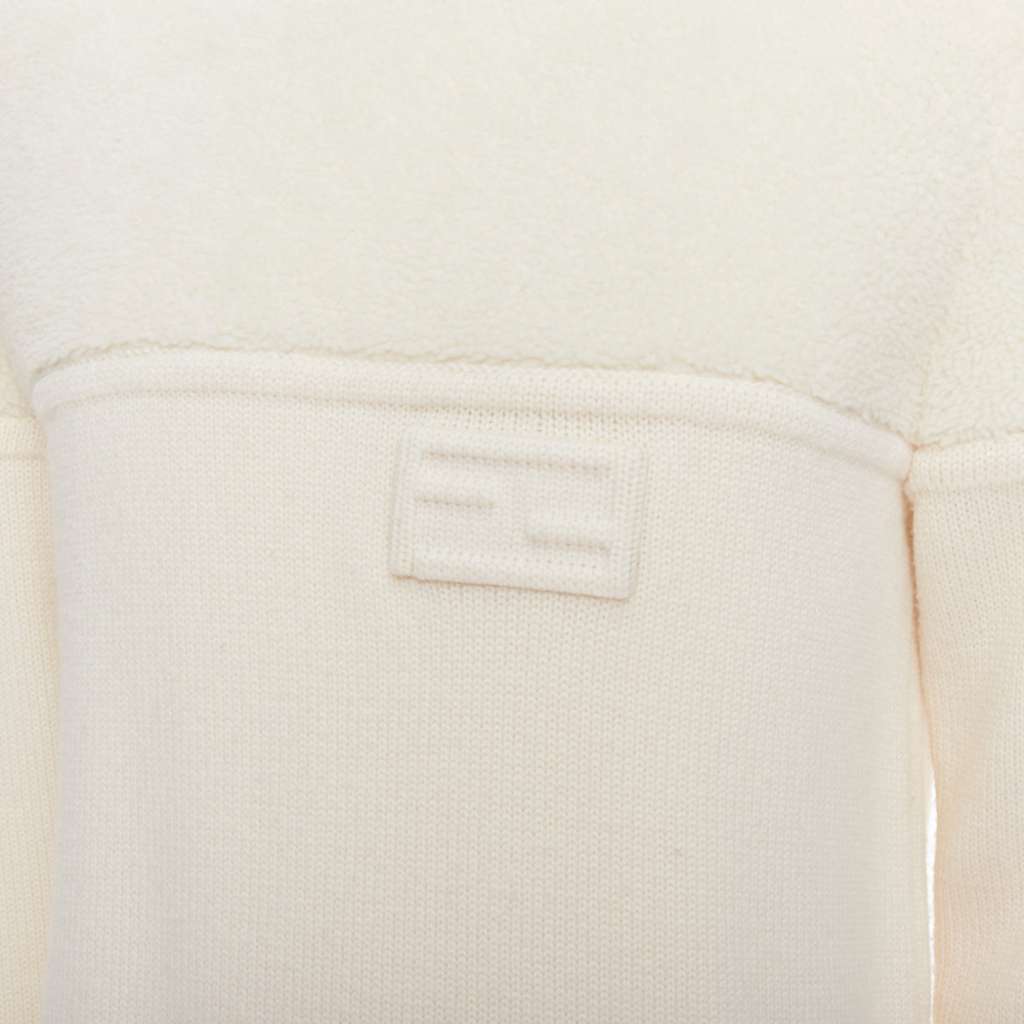 Fendi Panelled Logo Sweater Ecru Wool Very good - Back View