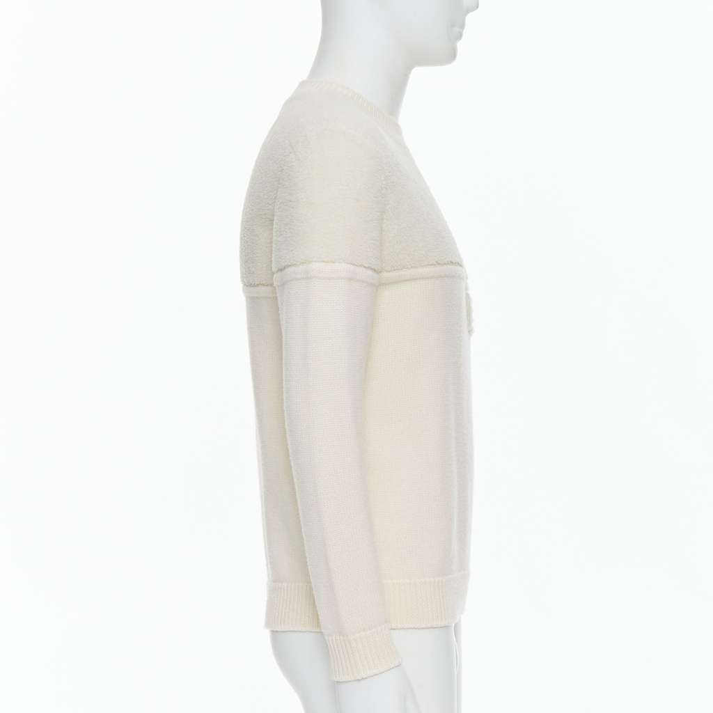 Fendi Panelled Logo Sweater Ecru Wool Very good - Model View