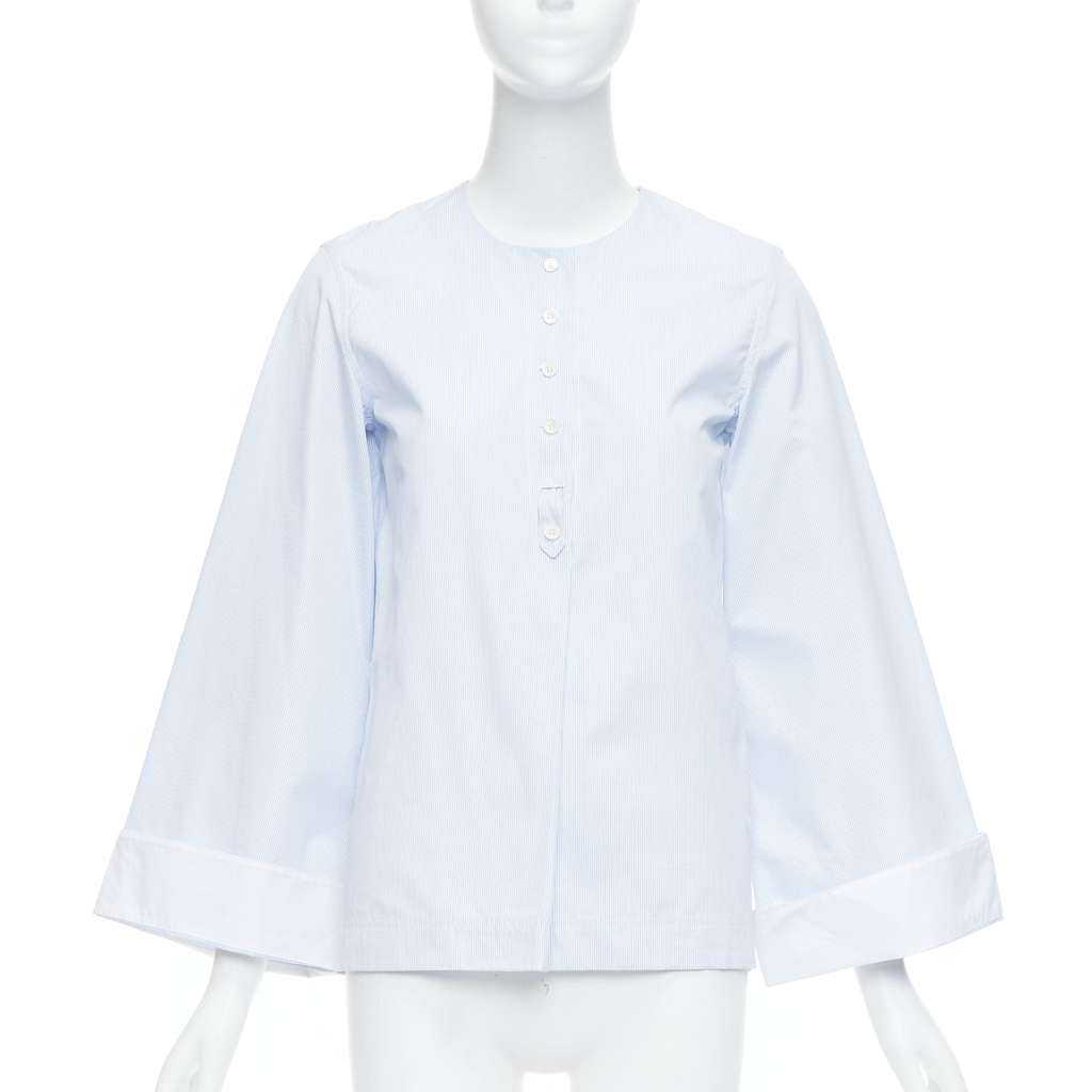 Celine Pinstripe Cuff Shirt White Cotton Never worn - Front View