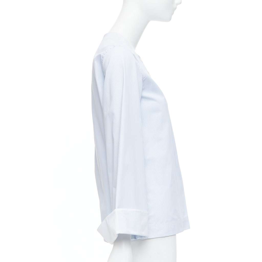 Celine Pinstripe Cuff Shirt White Cotton Never worn - Model View