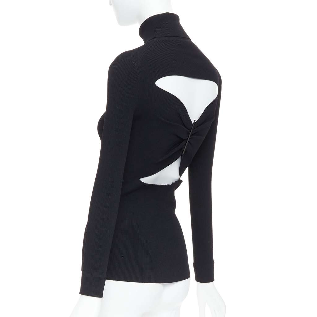 Jil Sander Ruched Turtleneck Top Black Viscose Very good - Box View