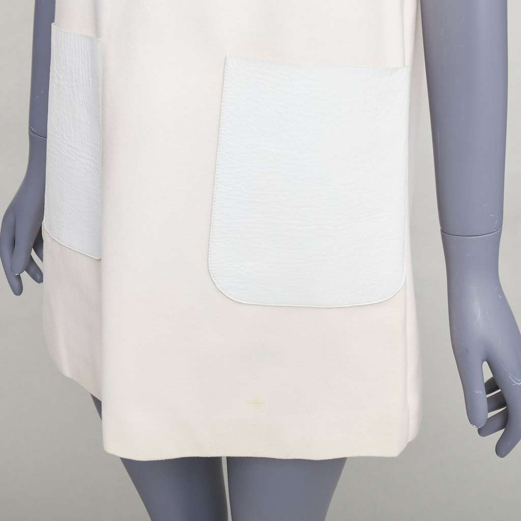 Fendi Leather Patch Dress Ecru Wool Good - Back View
