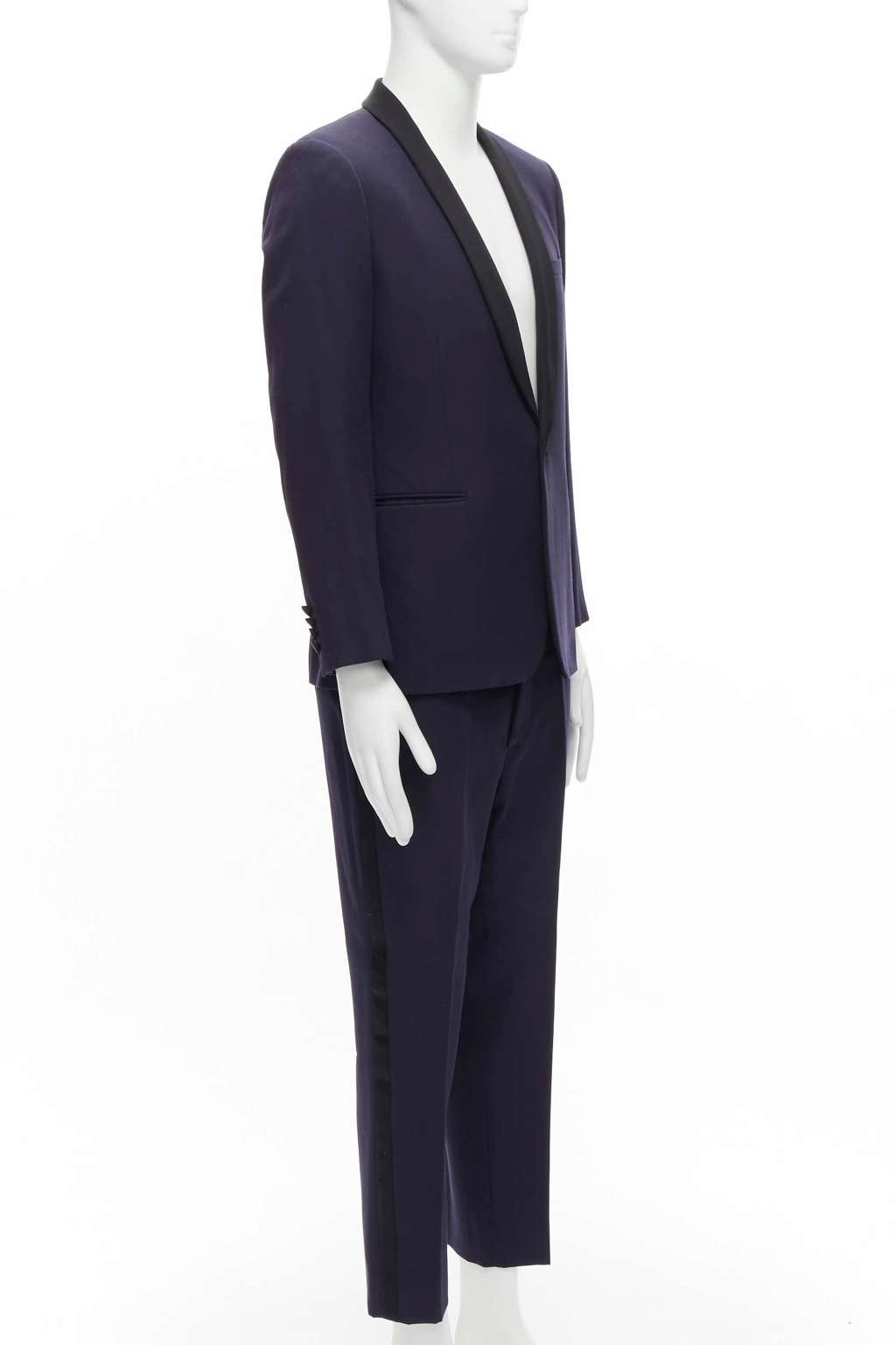 Saint Laurent Navy Satin Tuxedo Blazer Navy Wool Never worn - Inside View