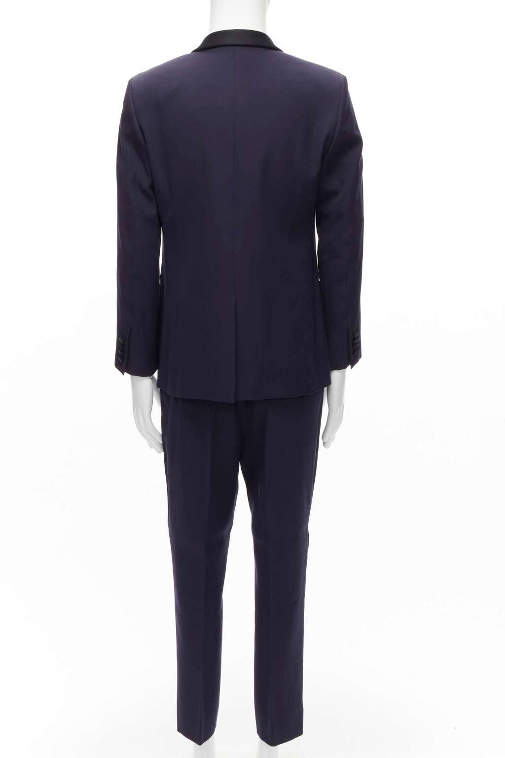 Saint Laurent Navy Satin Tuxedo Blazer Navy Wool Never worn - Box View