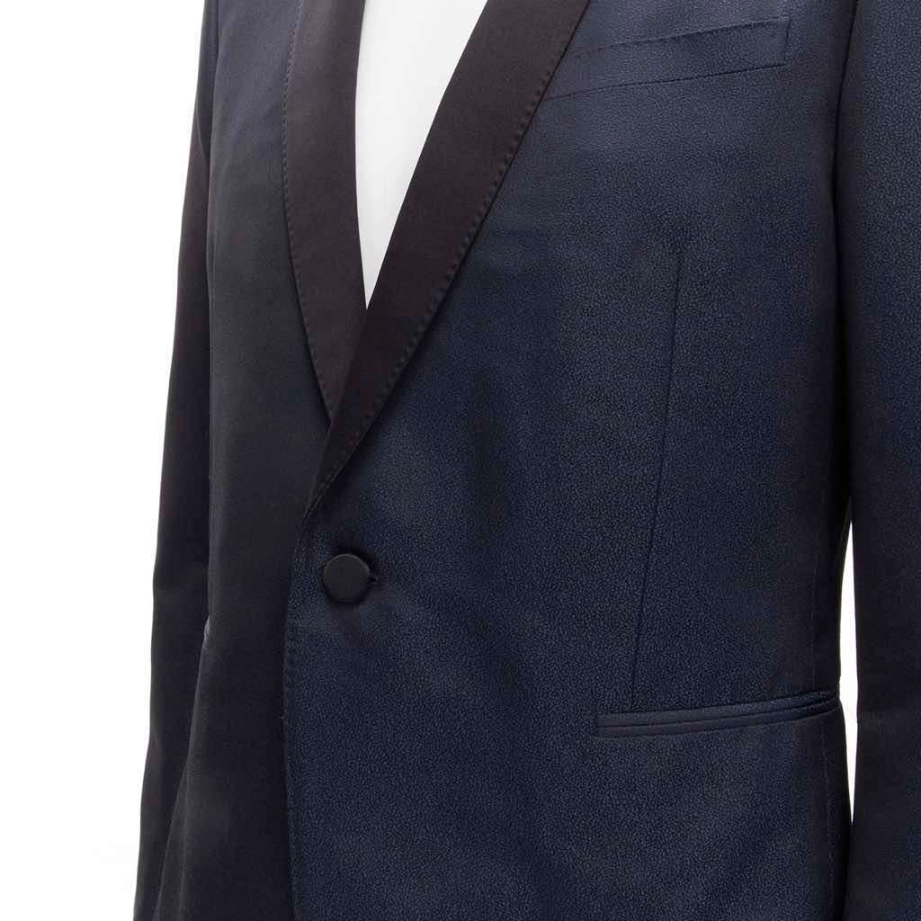 Saint Laurent Navy Satin Blazer Navy Polyester Never worn - Back View