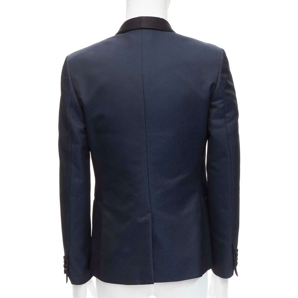 Saint Laurent Navy Satin Blazer Navy Polyester Never worn - Box View