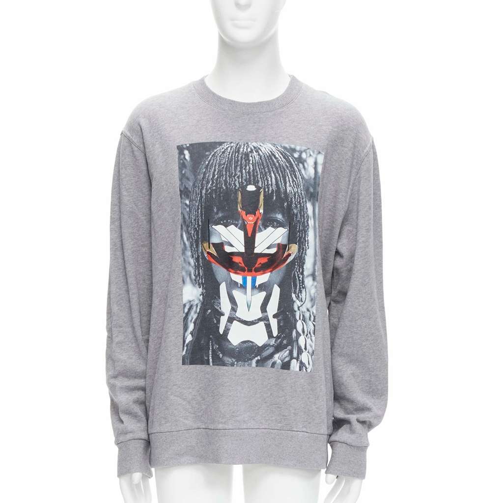 Givenchy Tribal Graphic Sweater Grey Cotton Never worn - Front View