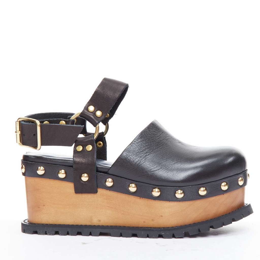 Sacai Clog Black Leather Never worn, with tag - Front View