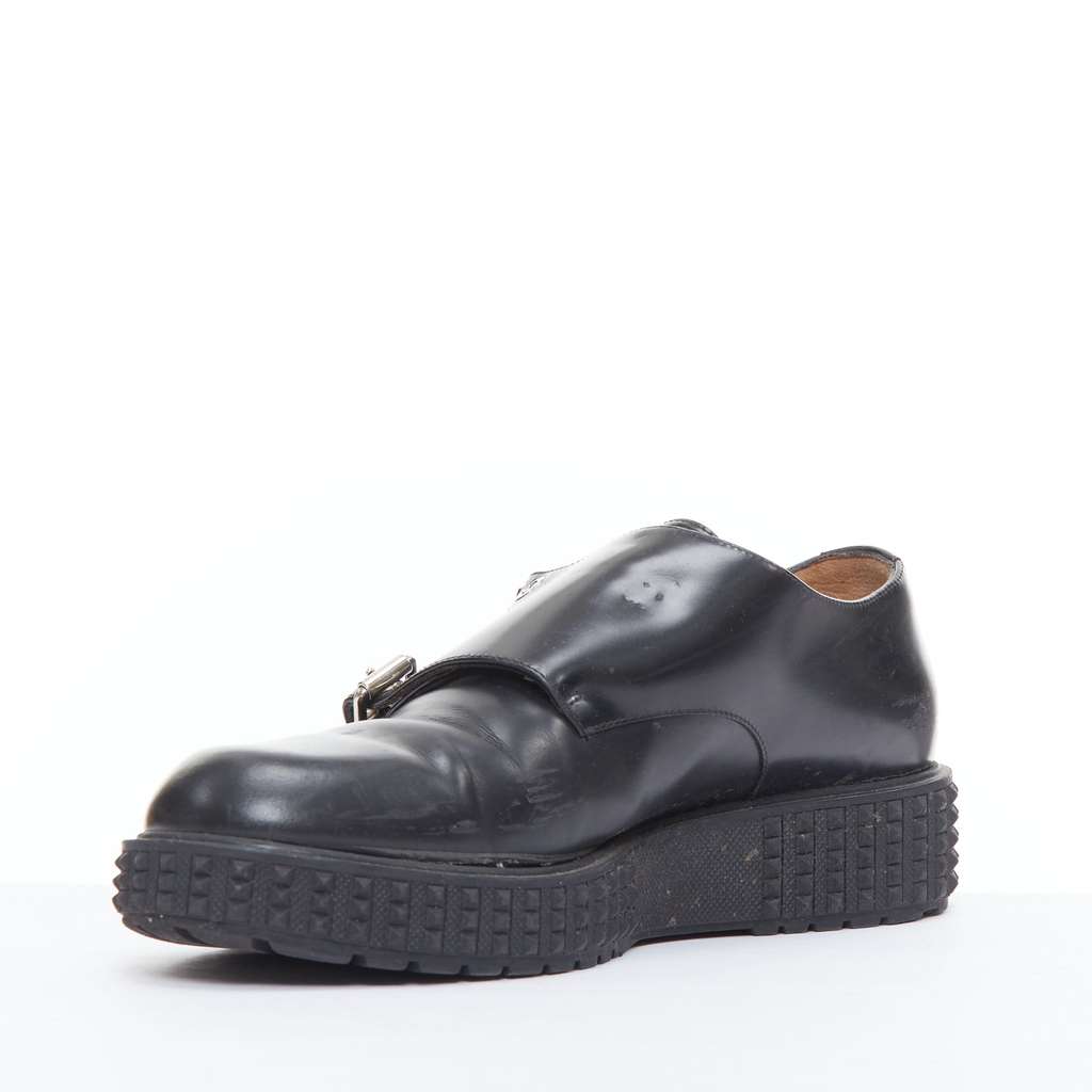 Valentino Garavani Studded Monk Shoes Black Leather Fair condition - Model View