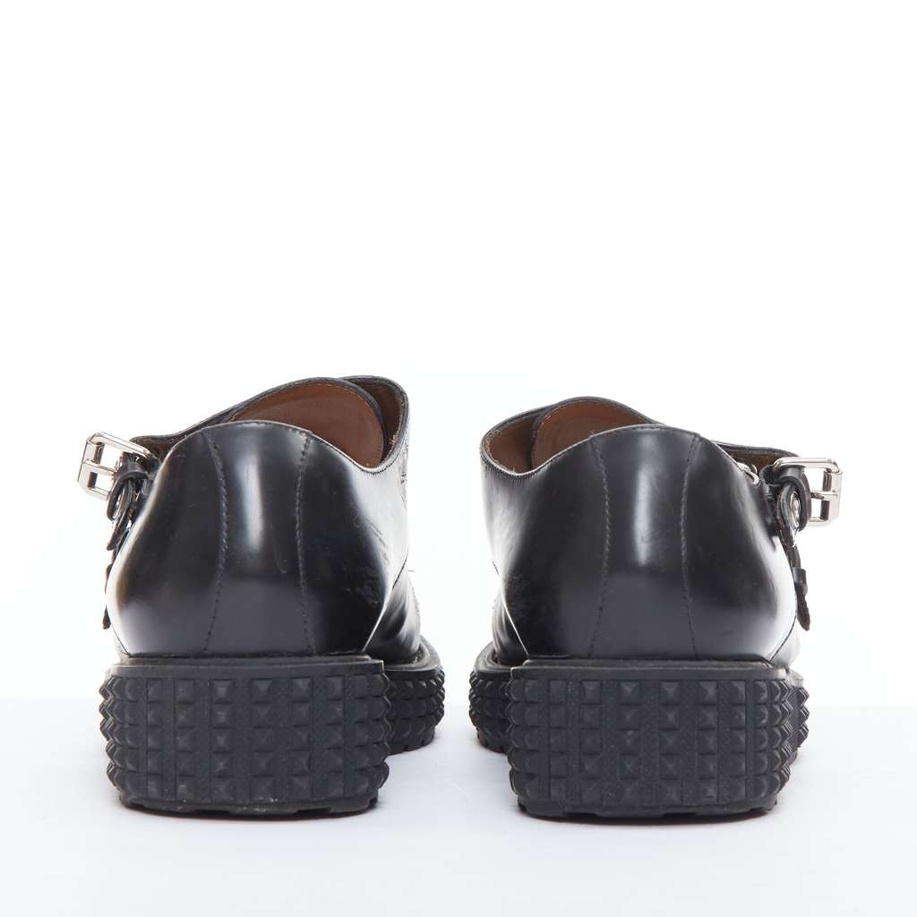 Valentino Garavani Studded Monk Shoes Black Leather Fair condition - Box View
