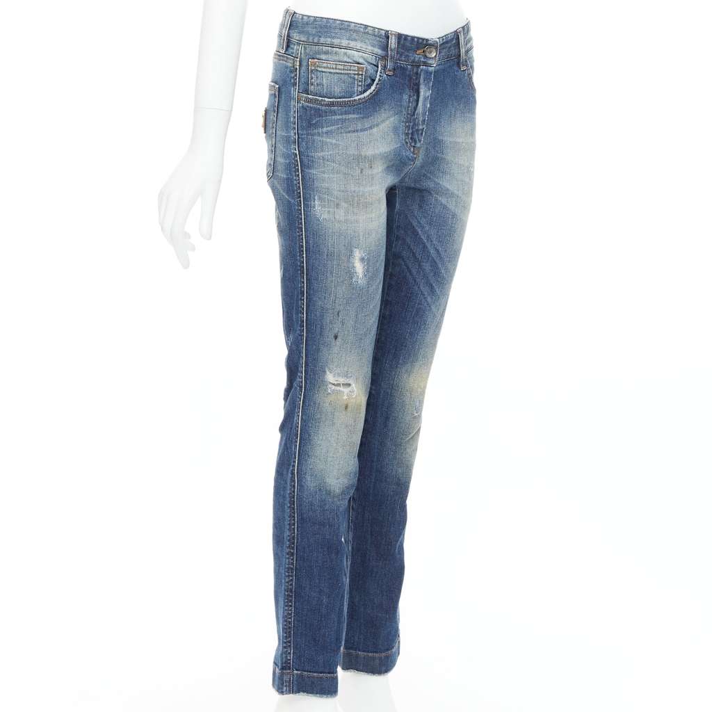 Dolce & Gabbana Blue Distressed Jeans Blue Very good - Inside View