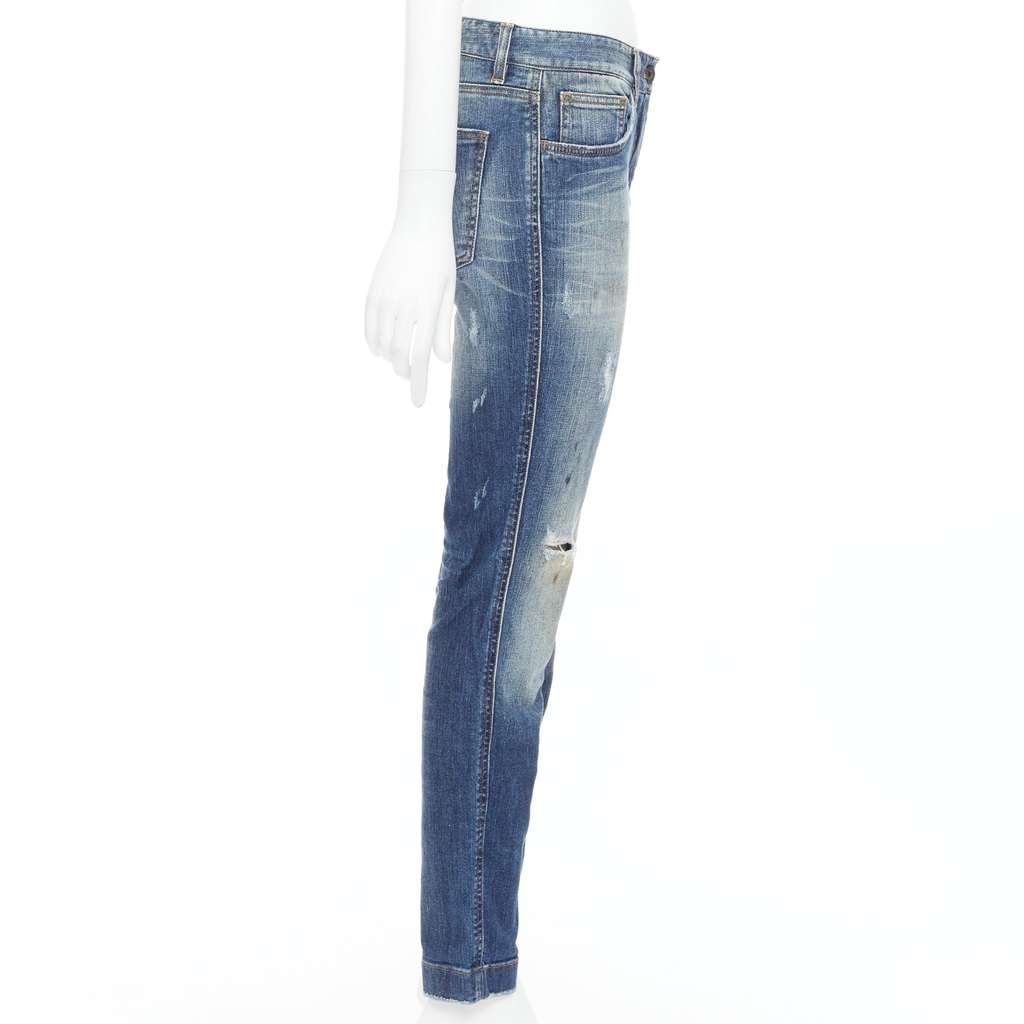 Dolce & Gabbana Blue Distressed Jeans Blue Very good - Model View