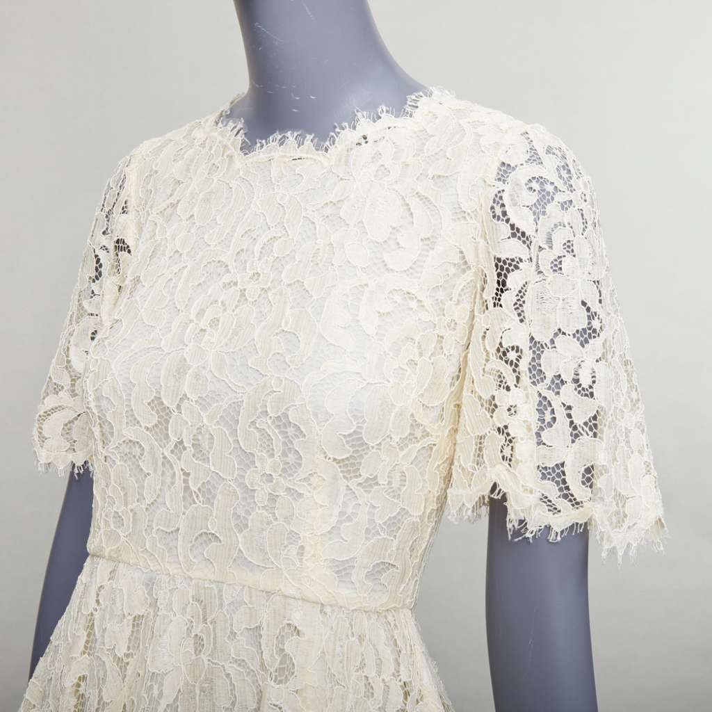 Dolce & Gabbana Floral Lace Dress Beige Very good condition - Back View