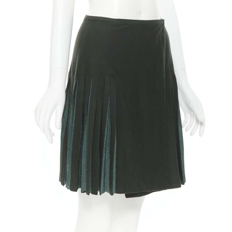 Alaïa Pleated Wrap Skirt Green Wool Never worn - Inside View