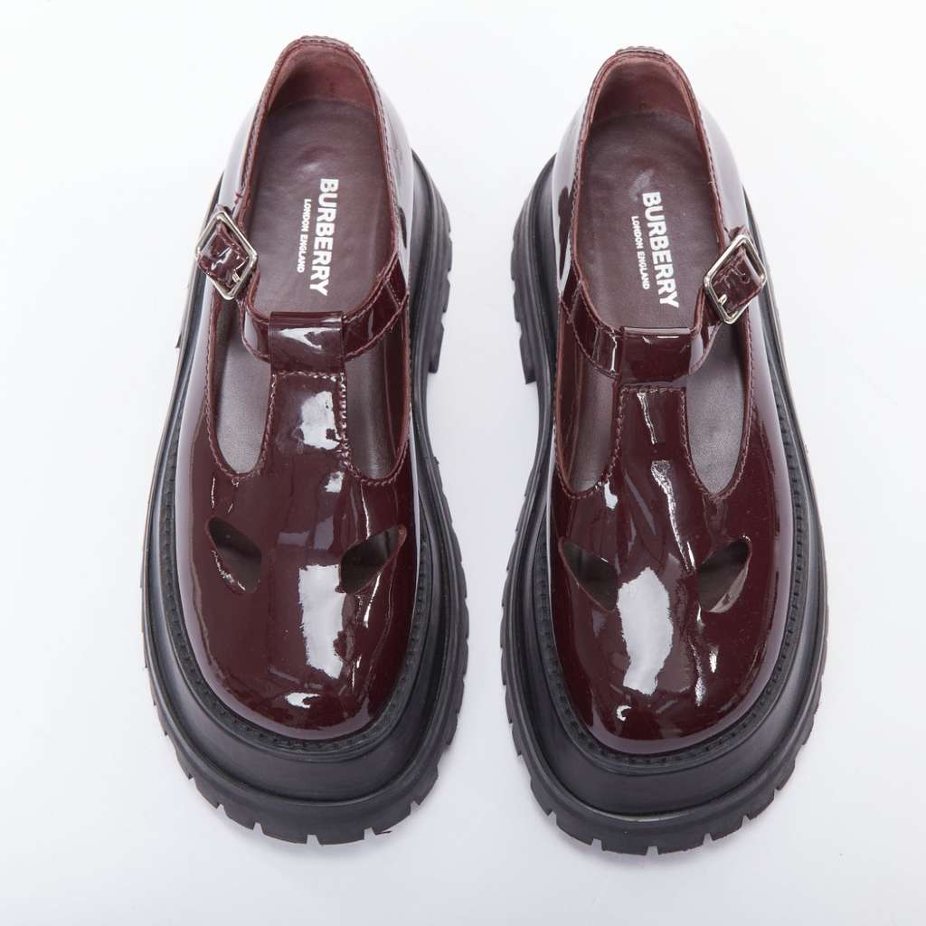Burberry Star Maryjane Shoes Burgundy Good - Back View