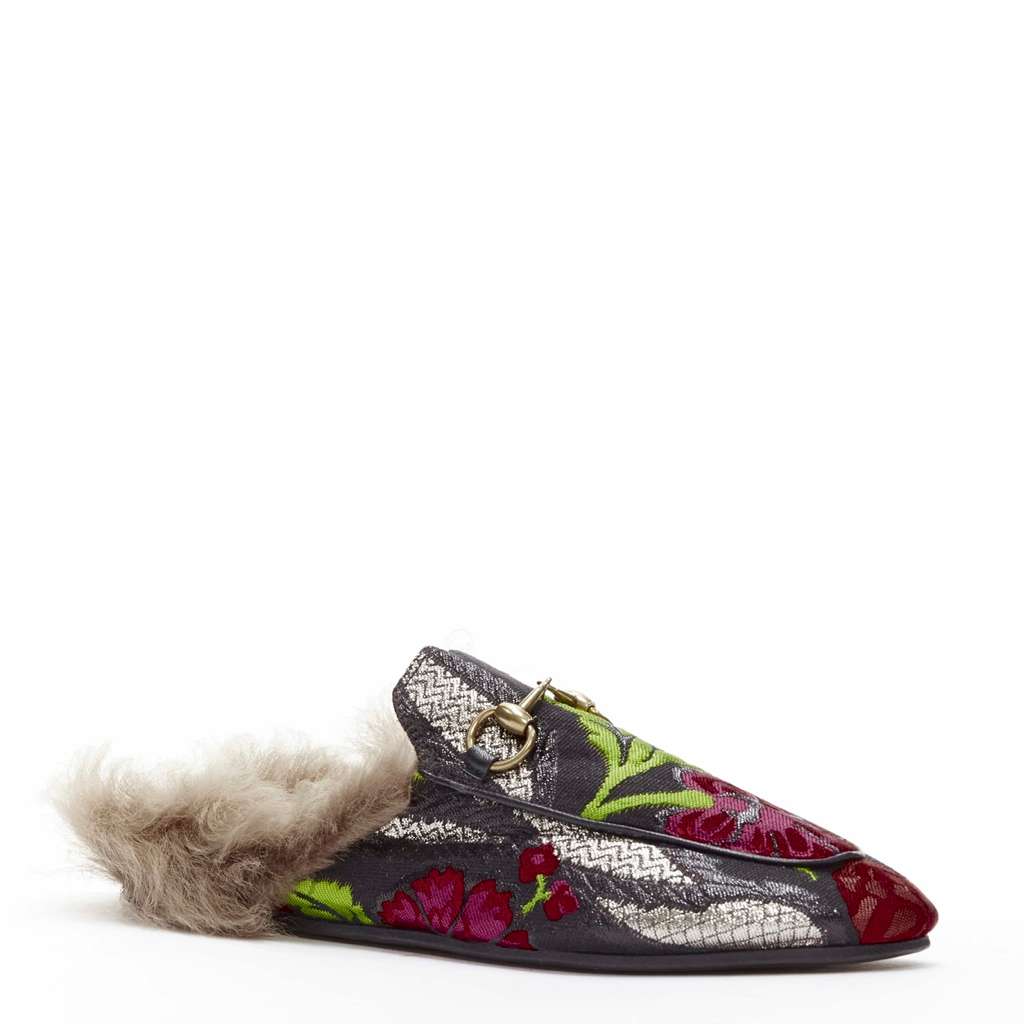Gucci Floral Fur Loafers MultiColor Never worn - Back View