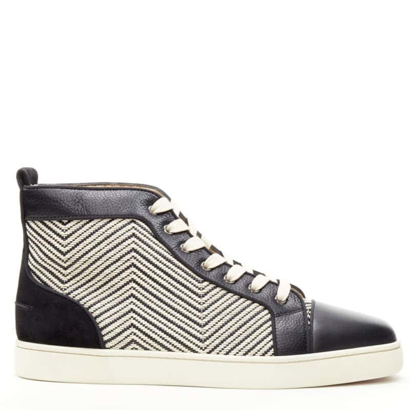 Christian Louboutin Chevron High Tops Black Leather Never worn - Back View