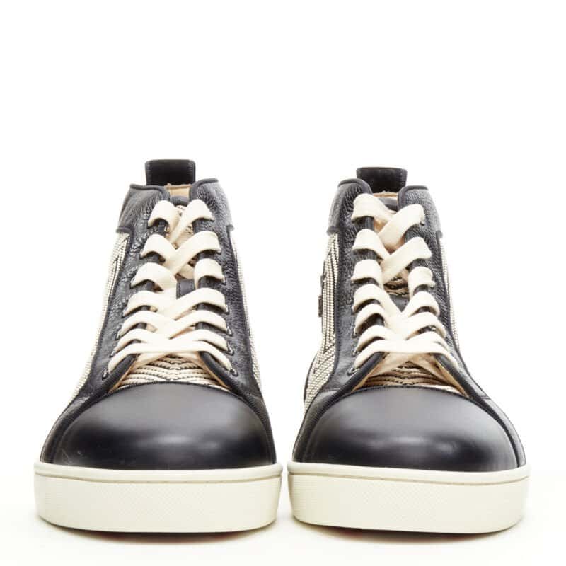 Christian Louboutin Chevron High Tops Black Leather Never worn - Inside View