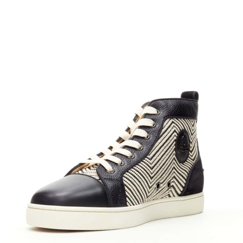 Christian Louboutin Chevron High Tops Black Leather Never worn - Model View