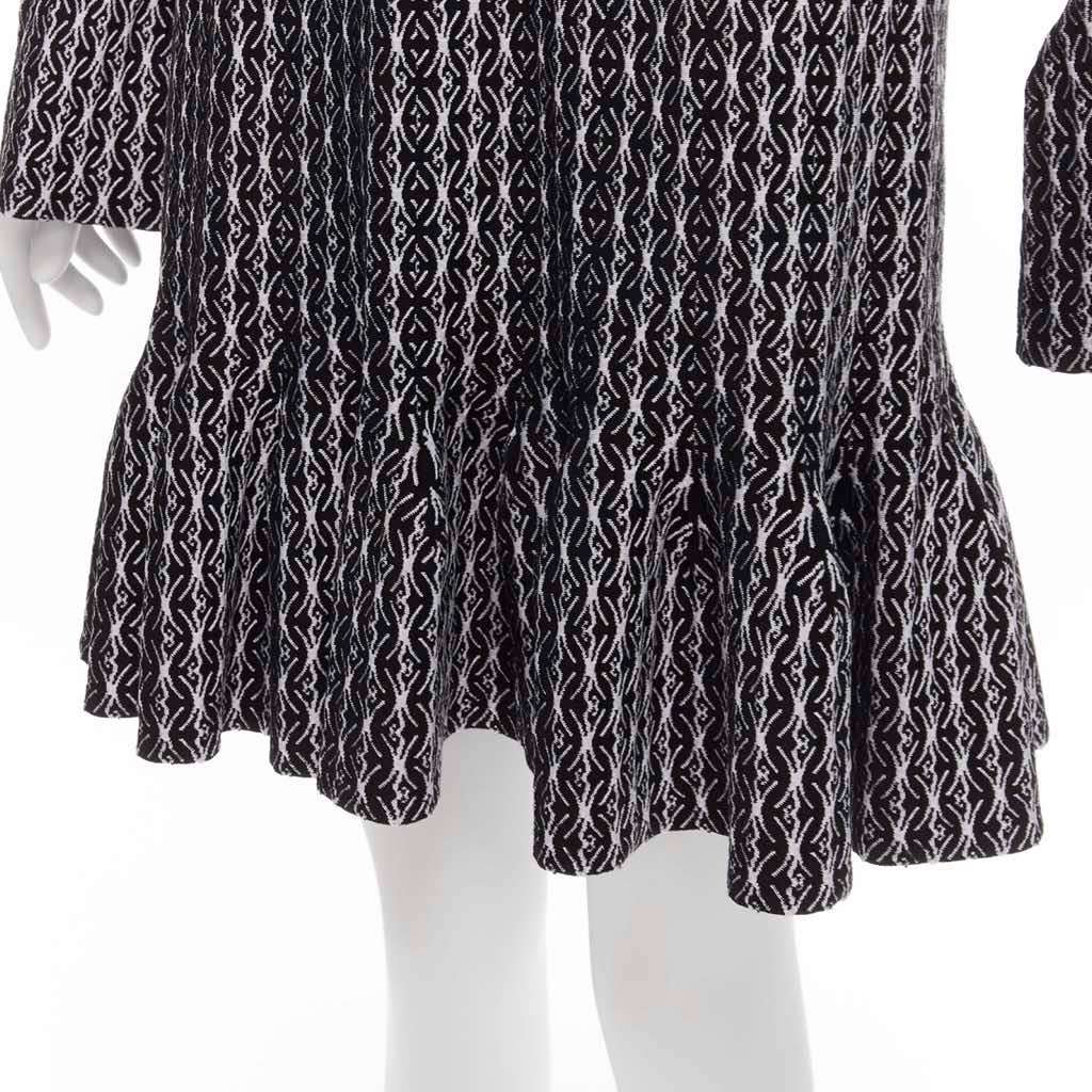 Alaïa Jacquard Flared Dress Black Wool Never worn, with tag - Back View