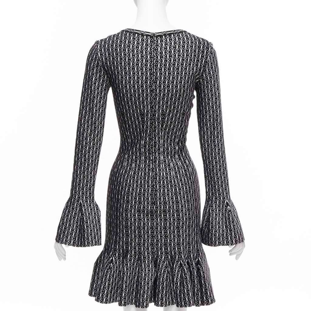Alaïa Jacquard Flared Dress Black Wool Never worn, with tag - Box View