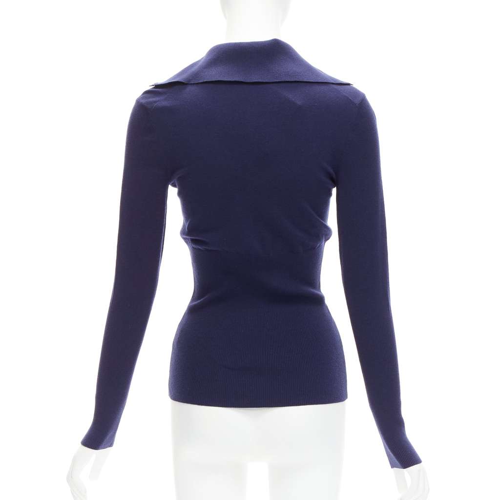 Alaïa Button Turtleneck Top Navy Wool Never worn, with tag - Box View