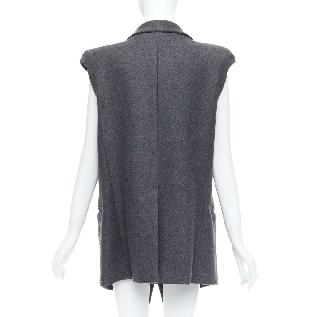 Unsigned Grey Sleeveless Vest Coat Grey Wool Never worn - Box View