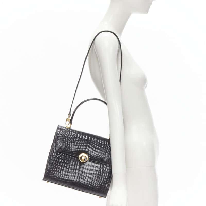 Unsigned Polished Satchel Bag Black Leather Very good - Back View