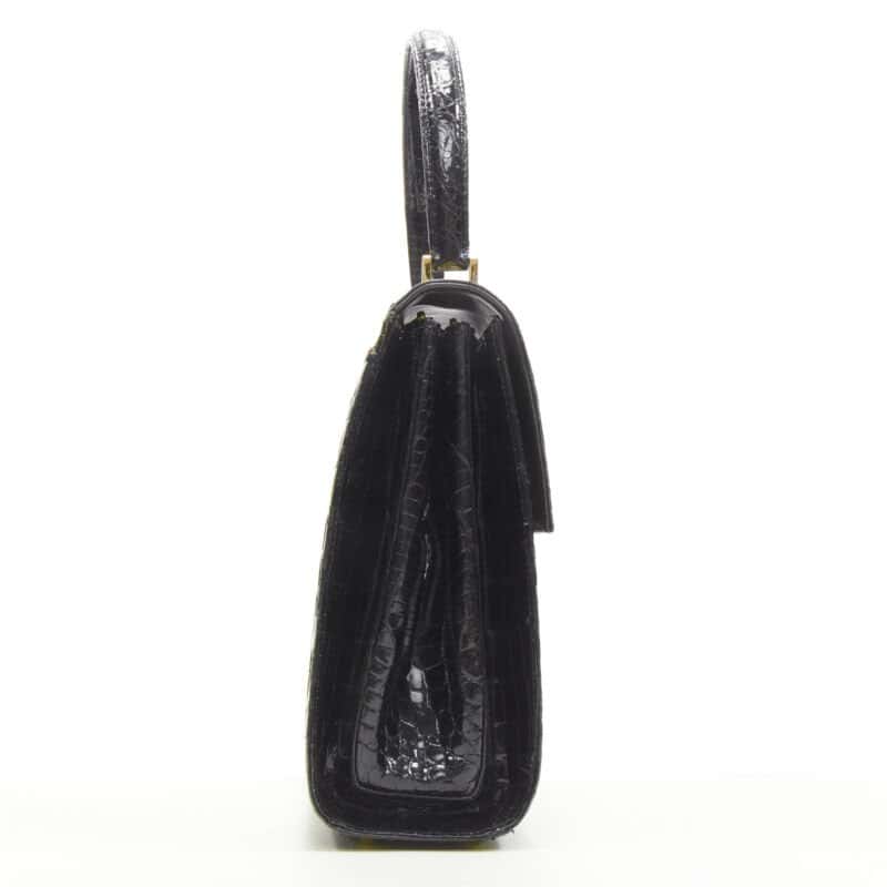 Unsigned Polished Satchel Bag Black Leather Very good - Model View
