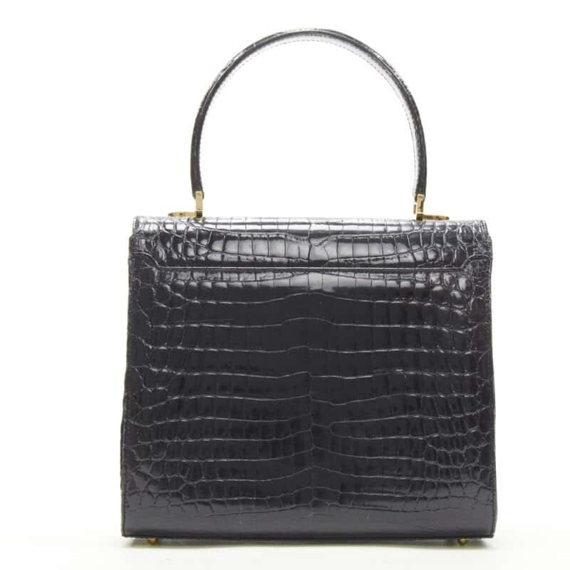 Unsigned Polished Satchel Bag Black Leather Very good - Box View