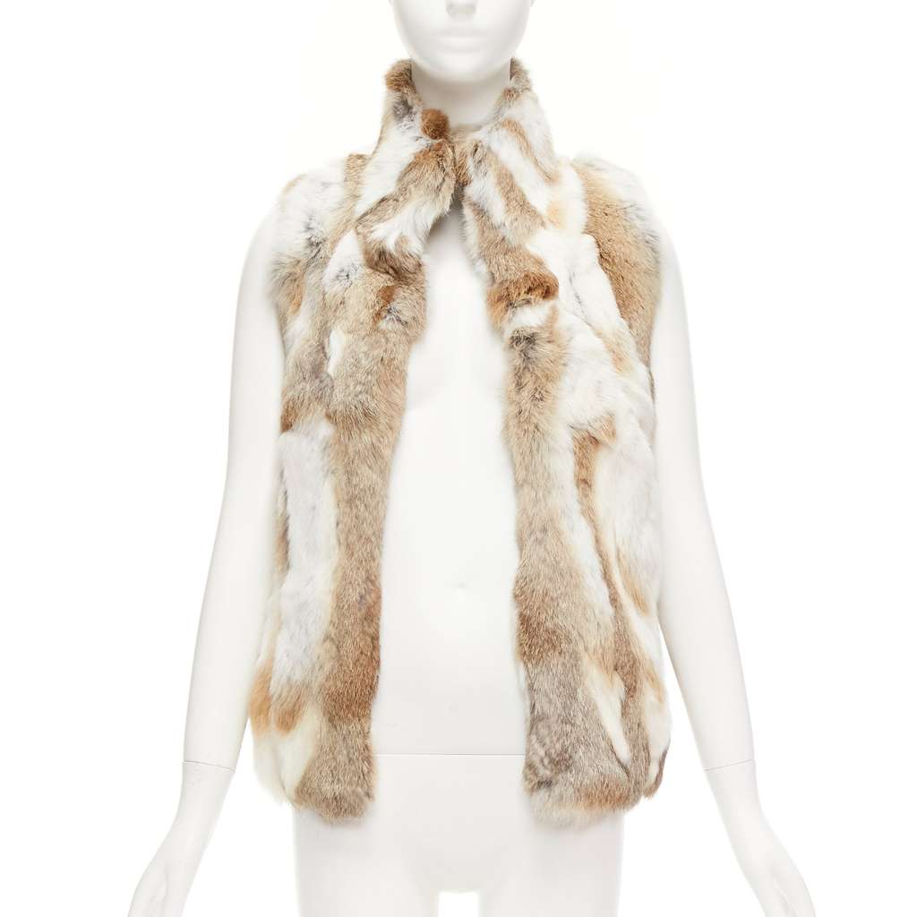 Unsigned Brown Patchwork Vest Brown Fur Very good - Front View