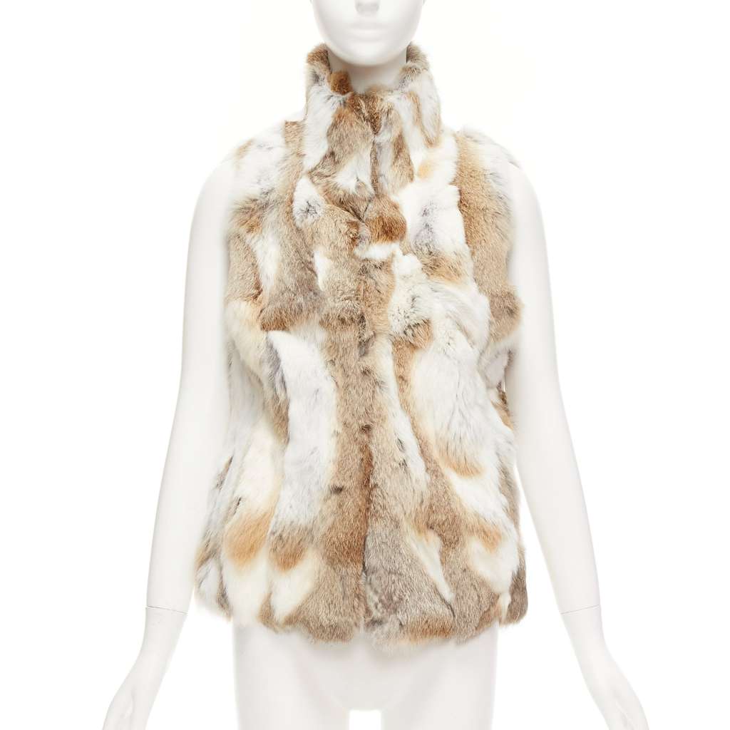 Unsigned Brown Patchwork Vest Brown Fur Very good - Inside View