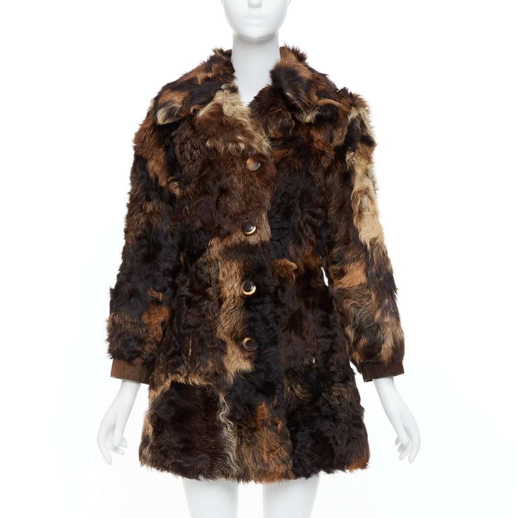 Unsigned Brown Fur Leather Coat Brown Fur Fair - Inside View