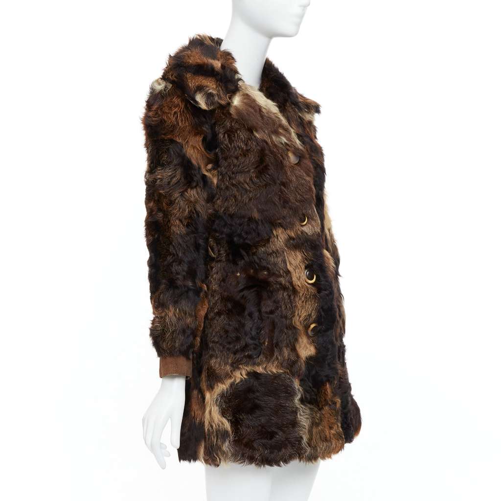 Unsigned Brown Fur Leather Coat Brown Fur Fair - Model View