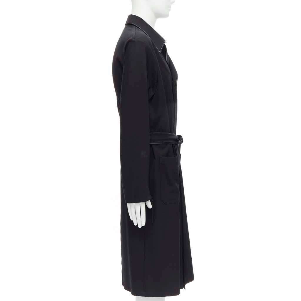 Yohji Yamamoto Black White Draped Coat Black Wool Very good - Box View