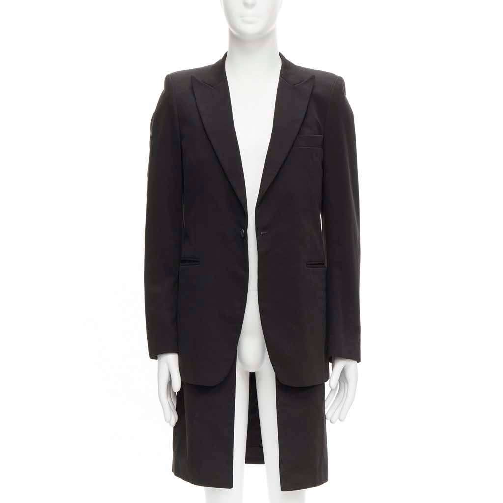 Raf Simons Black Layered Long Coat Black Cotton Very good - Front View