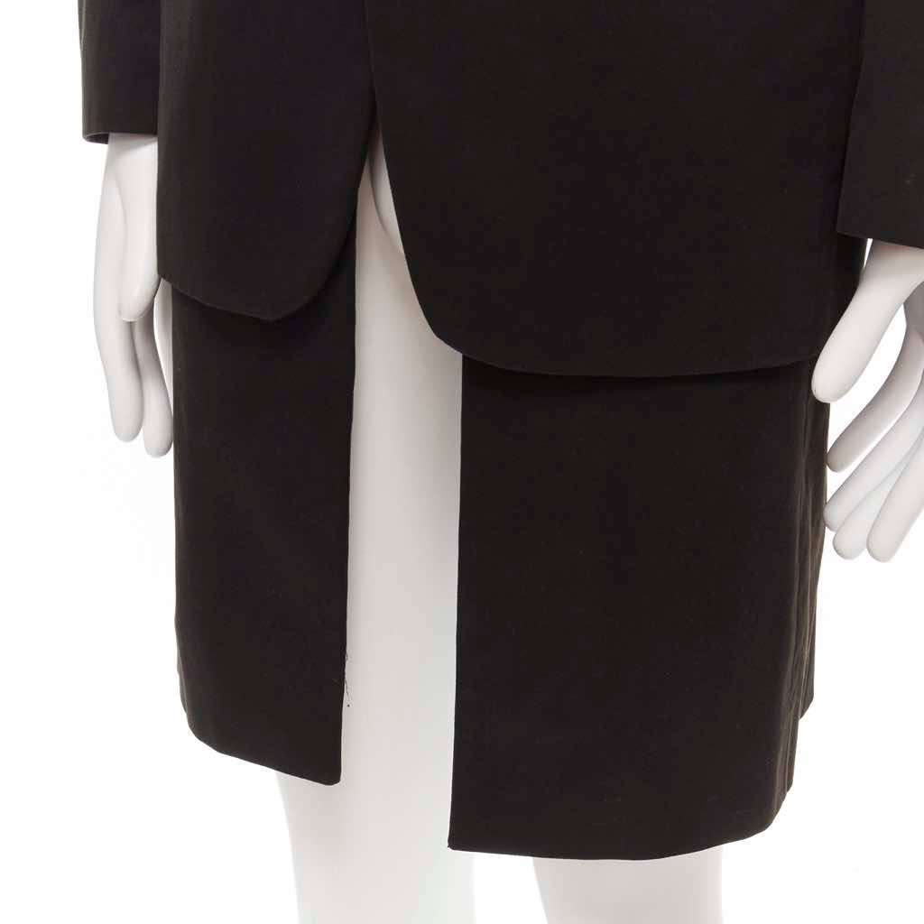 Raf Simons Black Layered Long Coat Black Cotton Very good - Back View