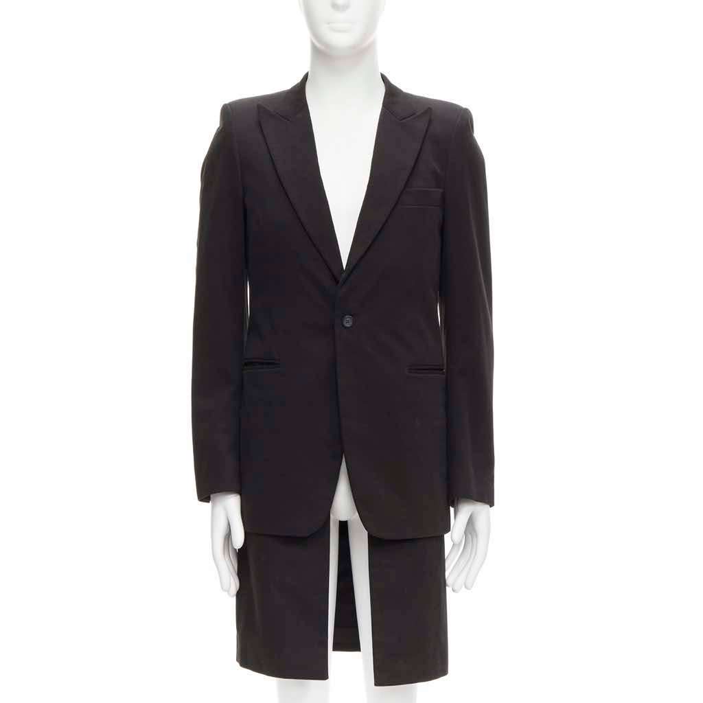 Raf Simons Black Layered Long Coat Black Cotton Very good - Inside View