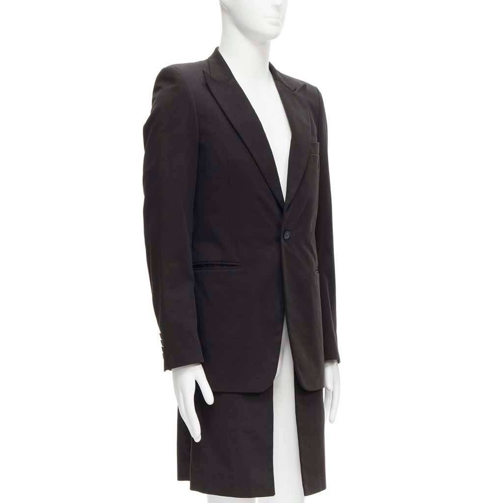 Raf Simons Black Layered Long Coat Black Cotton Very good - Model View