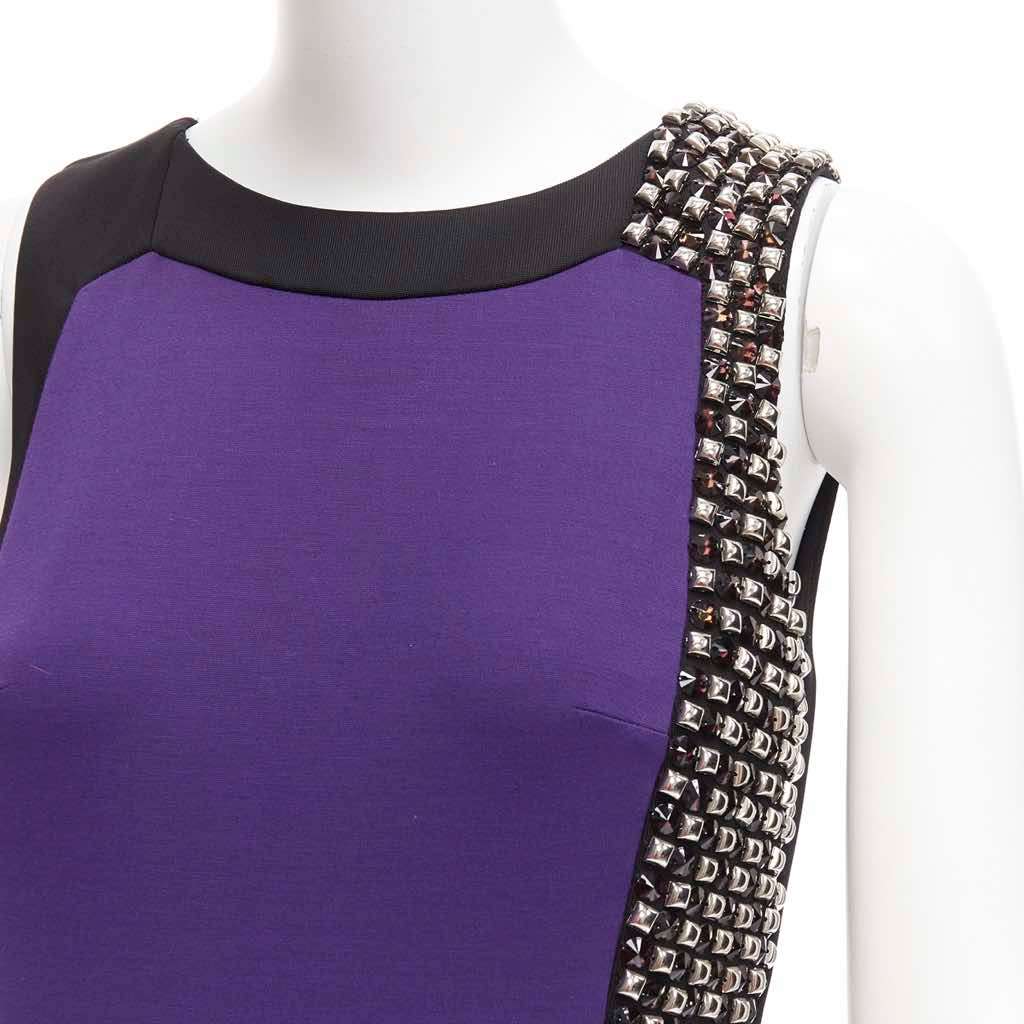 Versace Colorblock Mod Dress Purple Silk Very good - Back View