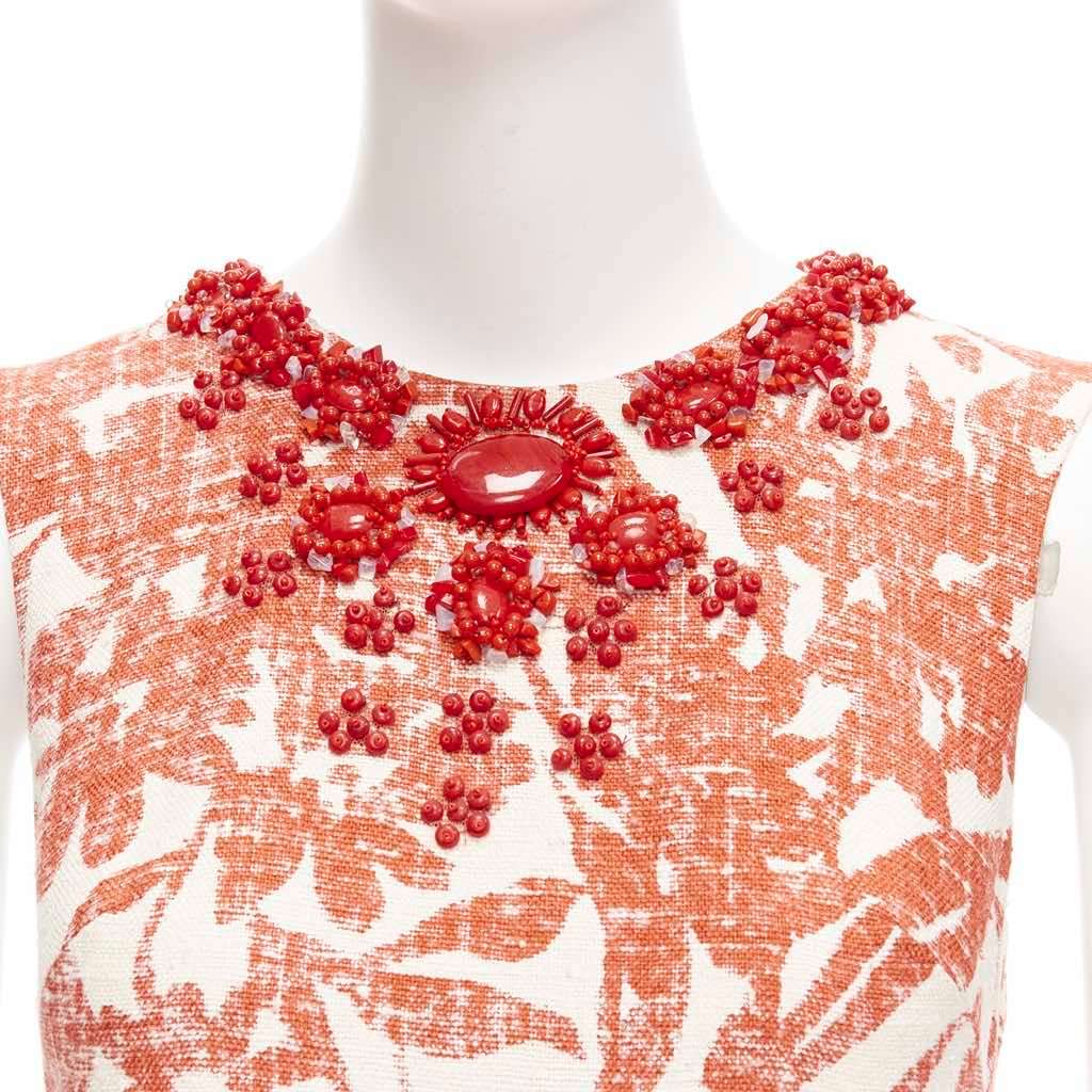 Monique Lhuillier Floral Collar Dress MultiColor Linen Very good - Back View
