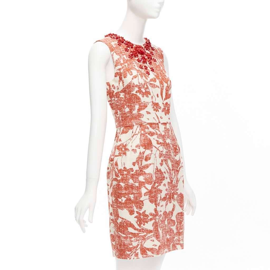 Monique Lhuillier Floral Collar Dress MultiColor Linen Very good - Inside View