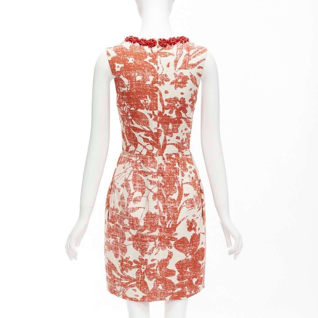 Monique Lhuillier Floral Collar Dress MultiColor Linen Very good - Box View