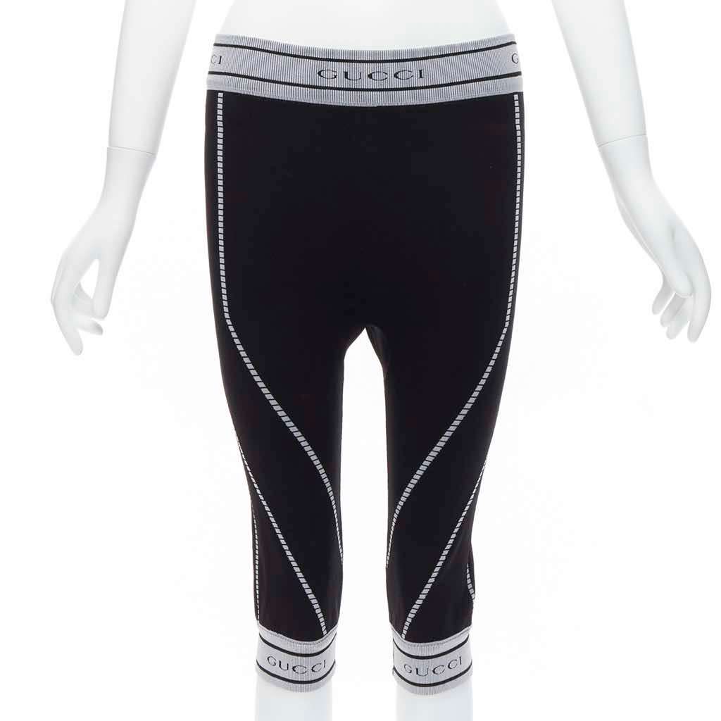 Gucci Ribbed Biker Leggings Black Very good - Front View