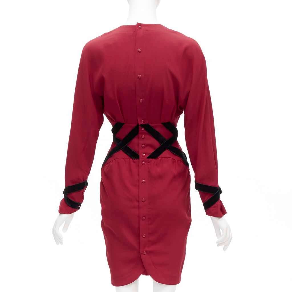 Thierry Mugler Crisscross Corset Dress Red Very good - Box View