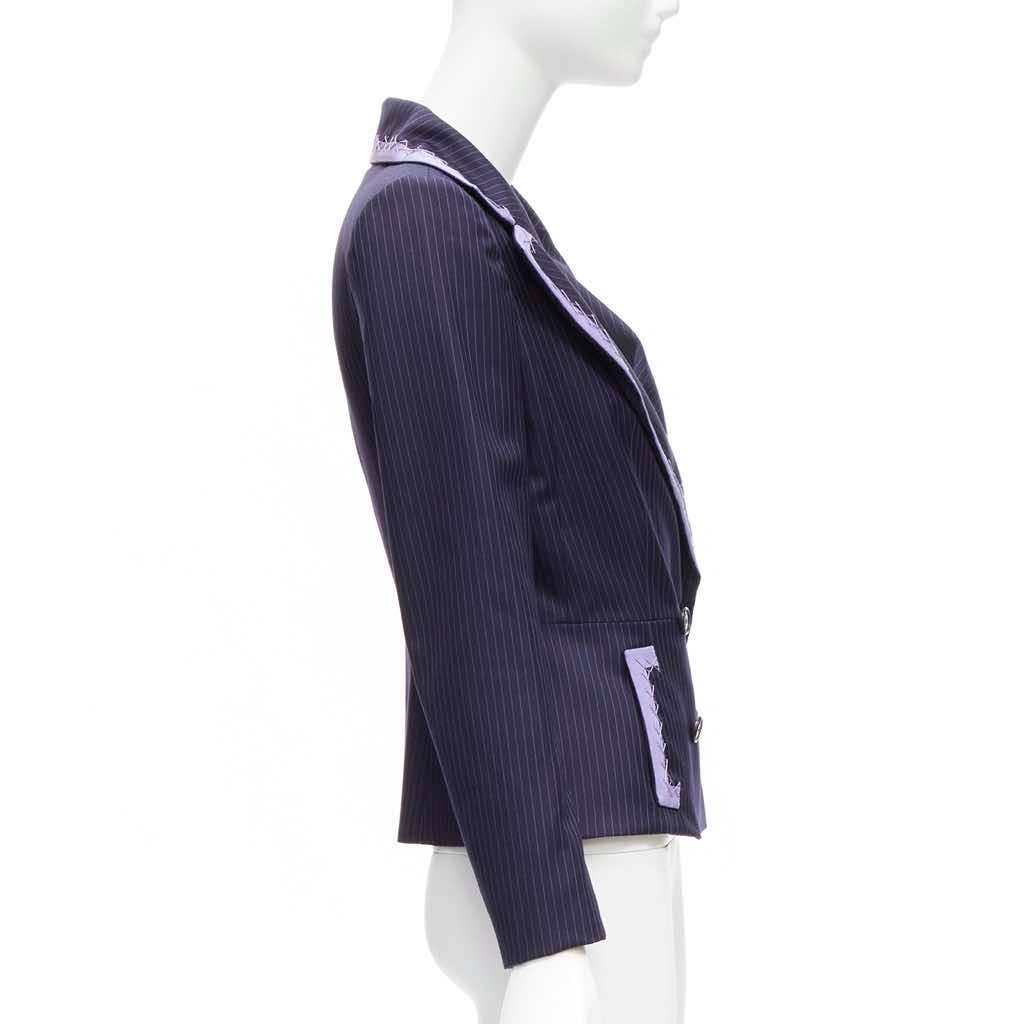 Christian Dior Topstitch Bar Blazer Navy Wool Very good - Model View